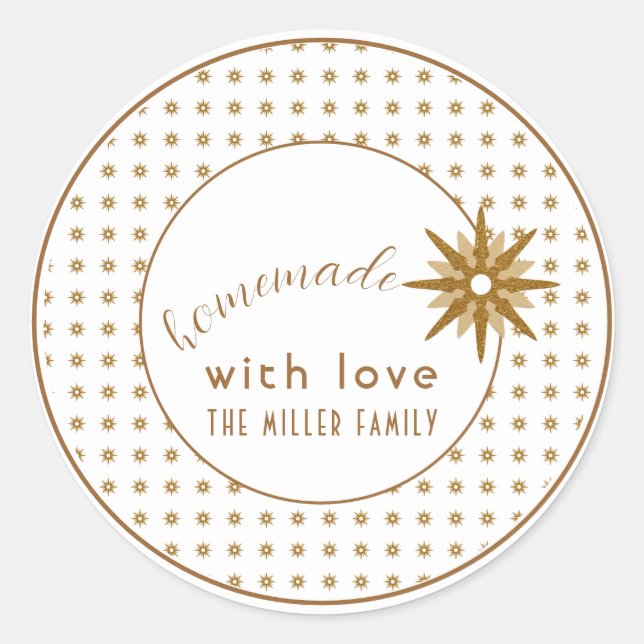 Family Homemade with Love Holiday Baking | Gold Classic Round Sticker (Front)
