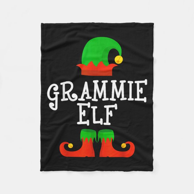 Family I'm The Grammie Elf Christmas Matching Paja Fleece Blanket (Front)