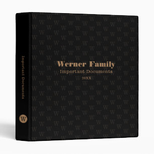 Family Important Docs Organizer Monogram Black Binder