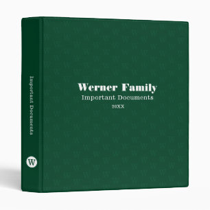 Family Important Documents Organizer Monogram Binder