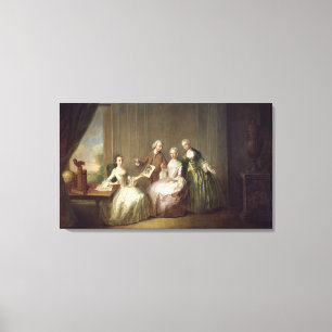 Family in an Interior with Squirrels Canvas Print