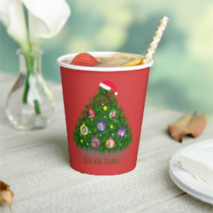Family in Warm Christmas Tree   Paper Cups
