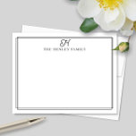Family Initial Black Border Monogram Stationery Card<br><div class="desc">This design features a thin double border with space for a family initial and family name. Click the customize button if you would like to adjust the design elements and/or further modify the text! Variations of this design, additional colors, as well as coordinating products are available in our shop, zazzle.com/store/doodlelulu....</div>