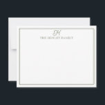Family Initial Green Border Monogram Stationery Card<br><div class="desc">This design features a thin double border with space for a family initial and family name. Click the customize button if you would like to adjust the design elements and/or further modify the text! Variations of this design, additional colors, as well as coordinating products are available in our shop, zazzle.com/store/doodlelulu....</div>