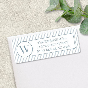 Family Initial Ocean Green Stripes Return Address