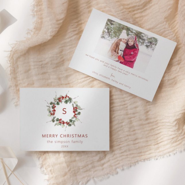 Family Initial Photo Christmas Greeting Card (Creator Uploaded)