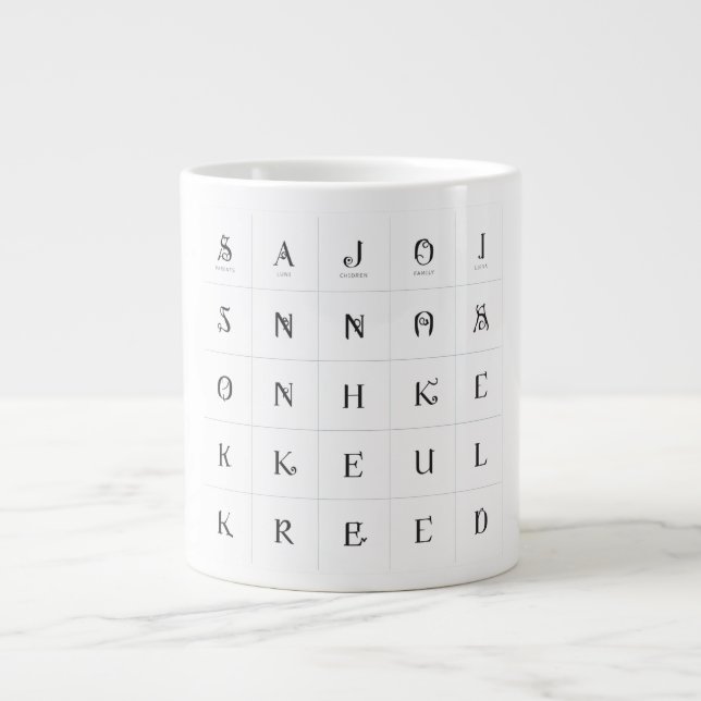 Family Initials Grid Personalized Multi-Initial Cu Large Coffee Mug (Front)