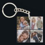 Family Instagram Photo collage 4 four photos Keychain<br><div class="desc">Beautiful personalized keychain with 4 of your square or Instagram family photos arranged in a square  photo collage.
Add your favourite family photos and create a beautiful keepsake 
Great gift for family,  friends,  parents and grandparents!
Great keepsake for holidays or vacation.</div>