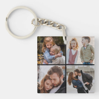 Family Instagram Photo collage 4 four photos Keychain