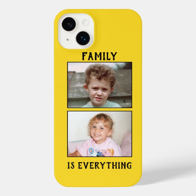 Family is everything 2 photos of your kids yellow iPhone case (Back)