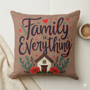 Family is Everything Cottagecore Throw Pillow