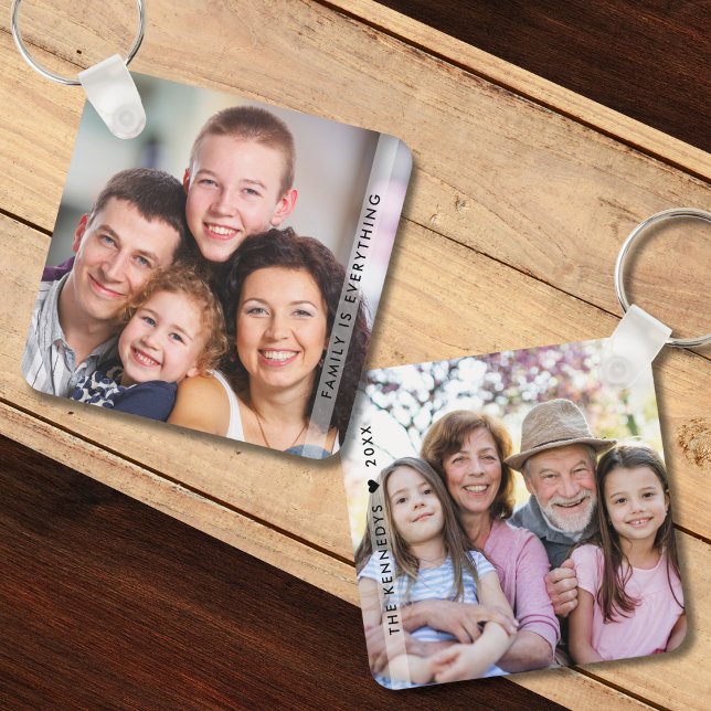Family Is Everything Custom Name 2 Photo Two Sided Keychain (Creator Uploaded)