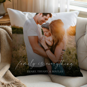 Family Is Everything Modern Elegant Photo Picture Throw Pillow