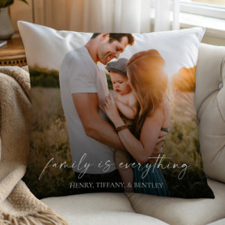 Family Is Everything Modern Elegant Photo Picture Throw Pillow