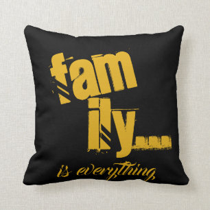 Family Is Everything Mustard/Black Grunge Style - Throw Pillow