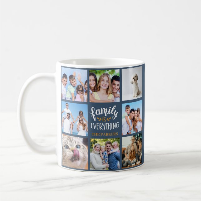 "Family is Everything" Personalized Photo Collage Coffee Mug (Left)