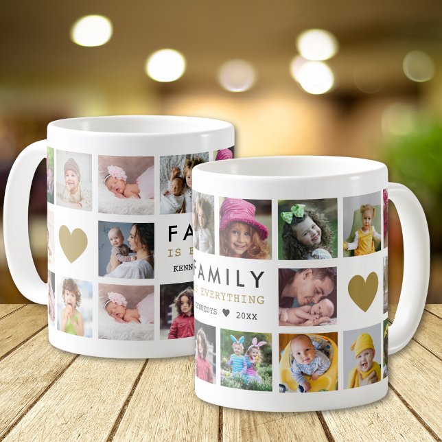  Family Is Everything Quote Name 20 Photo Collage Coffee Mug (Creator Uploaded)