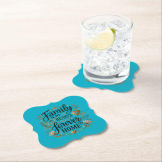 🏡 Family Is My Heart’s Forever Home Paper Coaster