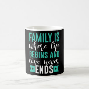 Family is where life Begins and love never Ends Coffee Mug