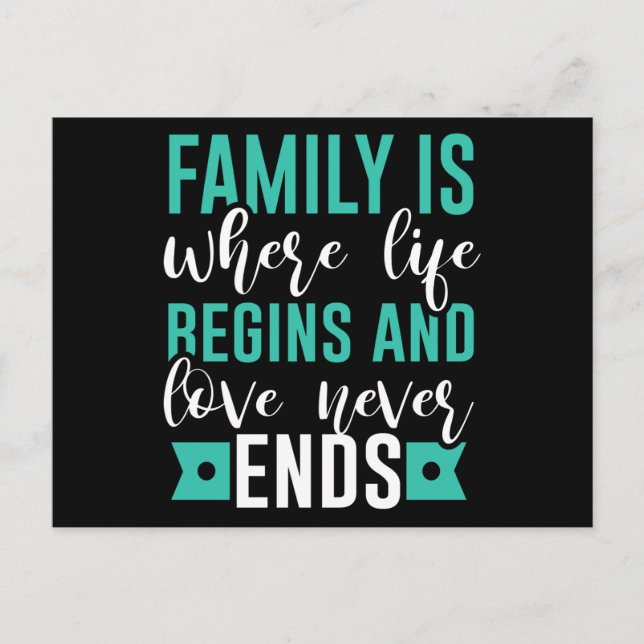Family is where life Begins and love never Ends Postcard (Front)