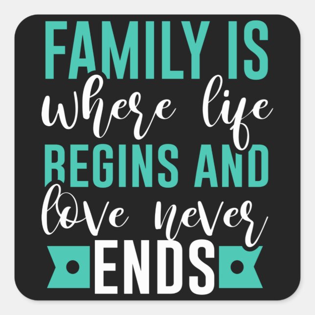 Family is where life Begins and love never Ends Square Sticker (Front)