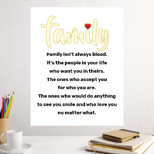 Family isn't always blood quote typography gold foil prints