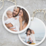 Family Keepsake Custom Two Photo Double Sided Keychain<br><div class="desc">Celebrate the moments that matter most with this Family Keepsake Custom Two Photo Double-Sided Keychain. Upload two cherished family photos — one for each side — and personalize it with names, a date, or a short message to create a meaningful everyday accessory. Whether it's a snapshot of your children, parents,...</div>