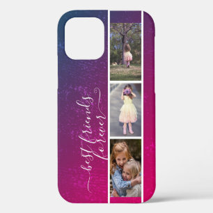 Family Kids Photo Collage Template Pink Ombre Cute iPhone 12 Case