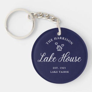 Family Lake House Coastal Custom Decor Keychain