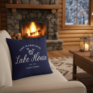 Family Lake House Coastal Custom Decor Throw Pillow