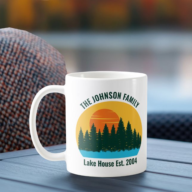 Family Lake House Cute Customized Sunset Coffee Mug (Creator Uploaded)