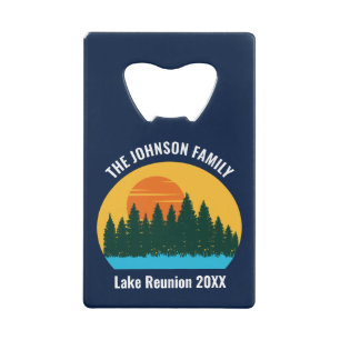 Family Lake House Cute Customized Sunset Credit Card Bottle Opener