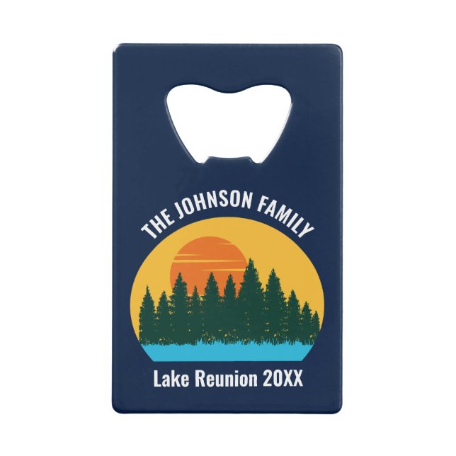 Family Lake House Cute Customized Sunset Credit Card Bottle Opener (Front)