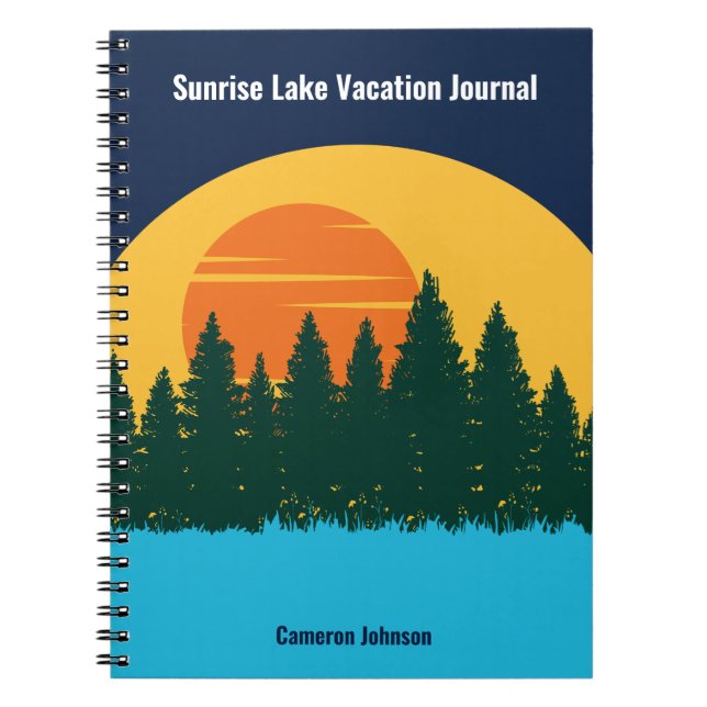 Family Lake Vacation Cute Customized Sunset Notebook (Front)