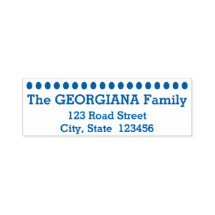 Family Last Name & Address + Row of Oval Shapes Self-inking Stamp