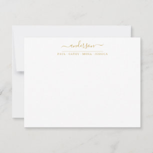 Family Last Name Faux Gold Script Calligraphy Card