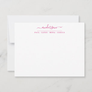 Family Last Name Magenta Pink Script Calligraphy Card