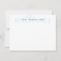 Family Last Name Wedding Couple Light Blue Script