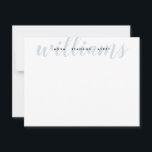Family Last Name Wedding Couple Silver Grey Script Card<br><div class="desc">Chic Family Name Wedding Couple Silver Grey Script Note Card</div>