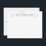 Family Last Name Wedding Couple Silver Grey Script Card<br><div class="desc">Chic Family Name Wedding Couple Silver Grey Script Note Card</div>
