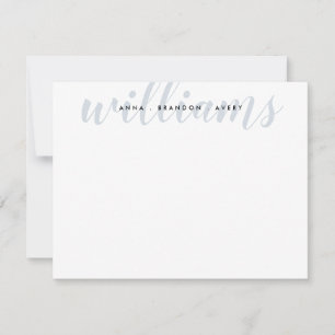 Family Last Name Wedding Couple Silver Grey Script Card