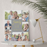 Family Life 7 Photo Grey and Yellow Faux Canvas Print<br><div class="desc">Personalized canvas with your favourite photos and modern family quote. "Family Life is the Best Life" is lettered in casual script and skinny font typography and the design has a trendy colour palette of grey and yellow (editable). Add your photos, working clockwise from the top left, and the photo template...</div>