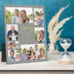 Family Life 7 Picture Grey and Yellow Photo Plaque<br><div class="desc">Personalized photo plaque with family quote. "Family Life is the Best Life" is lettered in casual script and skinny font typography and the design has a modern colour palette of grey and yellow (editable). Add your photos, working clockwise from the top left, and the photo template will automatically create the...</div>