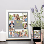 Family Life Quote Grey and Yellow Photo Collage Poster<br><div class="desc">Poster print to customize with 7 of your favourite family photos. "Family Life is the Best Life" is lettered in casual script and skinny font typography and the design has an on trend colour palette of grey and yellow (editable). Add your photos, working clockwise from the top left, and the...</div>