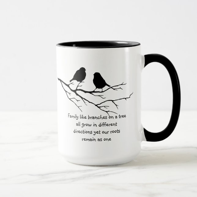 Family like branches on a tree Saying Birds Mug (Right)