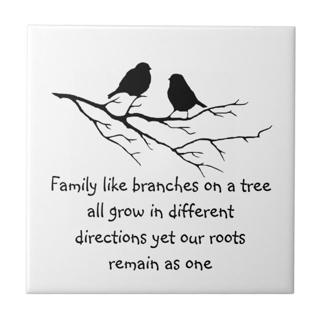 Family like branches on a tree Saying with Birds Tile (Front)