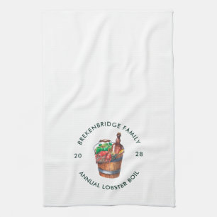 Family Lobster Boil Annual Summer Seafood Party Kitchen Towel