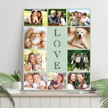 Family Love 10 Photo Collage Sage Green Faux Canvas Print<br><div class="desc">A light sage green photo collage faux canvas print to celebrate your family,  loved ones,  friends,  pets or special event. Personalize with 10 photos. "LOVE" is written down the middle in elegant typography.</div>