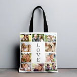 Family Love 10 Photo Collage Tote Bag<br><div class="desc">A photo collage tote bag to celebrate your family,  friends,  pets,  etc. Personalize with ten photos. "LOVE" is written down the middle in elegant typography.</div>