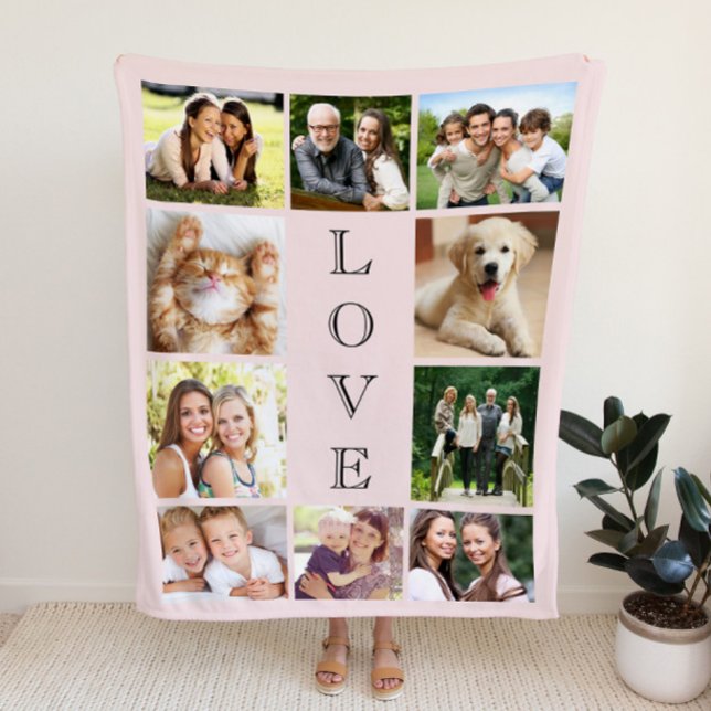Family Love 10 Photo Pink Sherpa Blanket (Creator Uploaded)